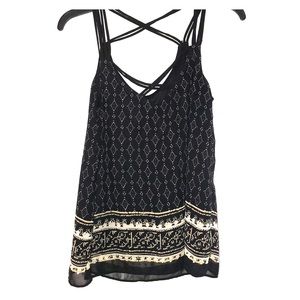 Black white and gold patterned tank